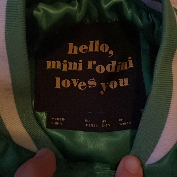 Mini rodini Emerald Green Satin Baseball Jacket Size 6-7 yr - Picture 4 of 11